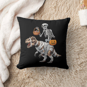 Skelett reitende Mumie Dinosaurier T Rex Halloween Kissen