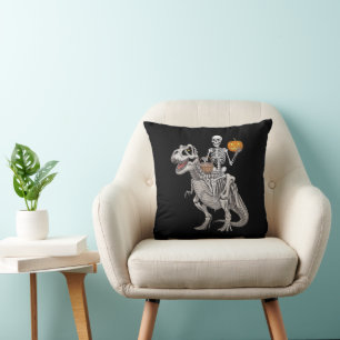 Skelett reitende Mumie Dinosaurier T rex Halloween Kissen
