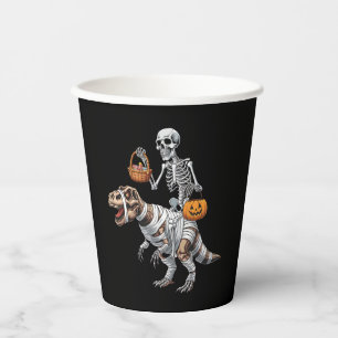Skelett reitende Mumie Dinosaurier T Rex Halloween Pappbecher