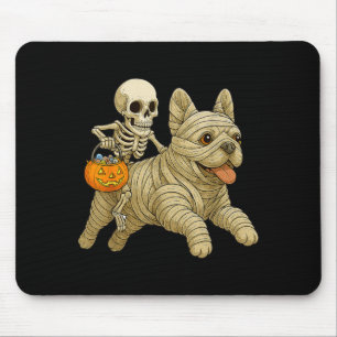 Skelett reitende Mumie Französische Bulldogge Hund Mousepad