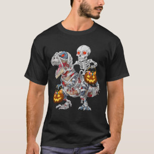 Skelett-Reitende Zombie-Mumie-Dinosaurier-Hallowee T-Shirt