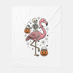 Skelett Reitender Flamingo Halloween Süßigkeiten S Fleecedecke