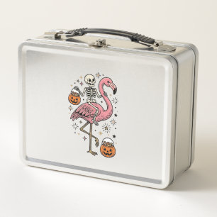 Skelett Reitender Flamingo Halloween Süßigkeiten S Metall Brotdose