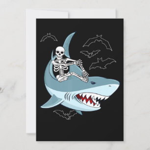 Skelett-Reitender-Hai Lustiger Halloween Jungen Mä Einladung