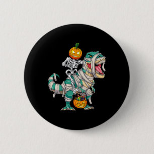 Skelett Riding Mummy Dinosaur T rex Halloween Pum Button