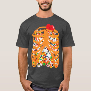 Skelett Rippenkäfig Röntgen Bonbon Halloween Strei T-Shirt