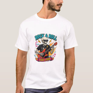 Skelett Rock And Roll Gitarre - Lustiger Rockstar T-Shirt