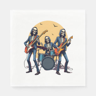 Skelett-Rockband � Lustiges Halloween-Shirt Serviette