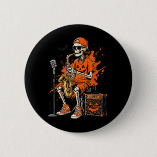 Skelett Saxophon Halloween Lustiger Saxophonist Mä Button