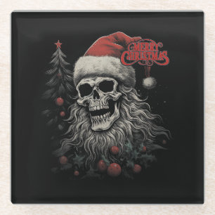 Skelett-Schädel Lustiges Frohe Weihnachten Santa P Glasuntersetzer