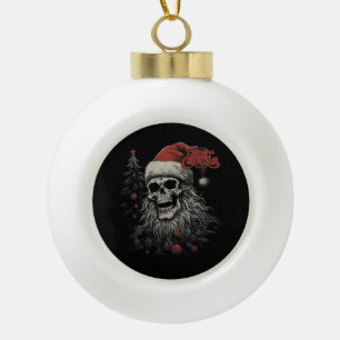 Skelett-Schädel Lustiges Frohe Weihnachten Santa P Keramik Kugel-Ornament
