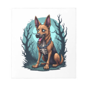 Skelett Schäferhund Notizblock
