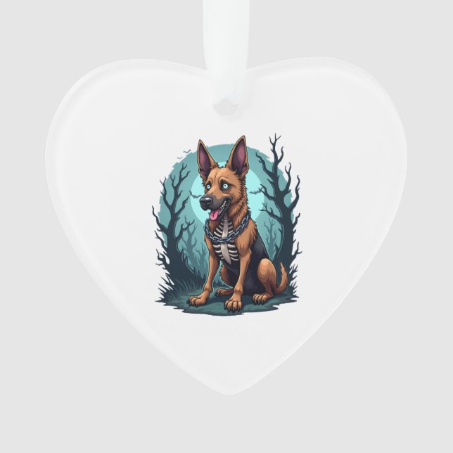 Skelett Schäferhund Ornament (Vorderseite)