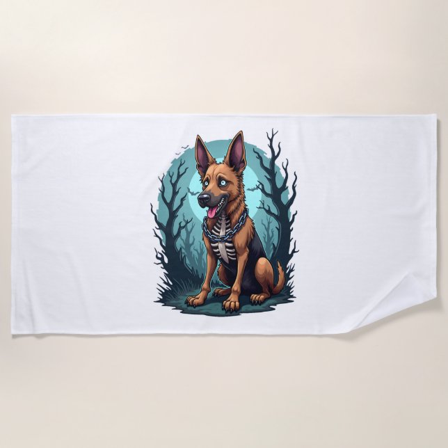 Skelett Schäferhund Strandtuch (Vorderseite)