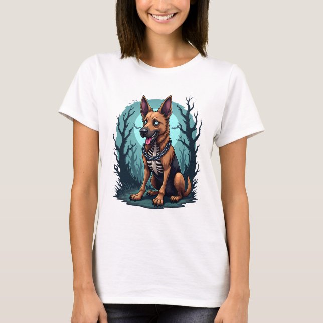 Skelett Schäferhund T-Shirt (Vorderseite)