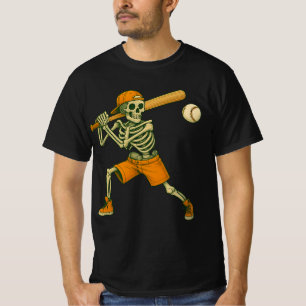 Skelett Schlagmann Baseball Halloween Männer Fraue T-Shirt