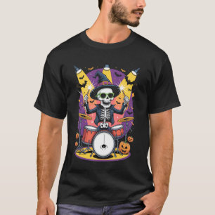 Skelett-Schlagzeugspieler Lustiges Halloween-Desig T-Shirt