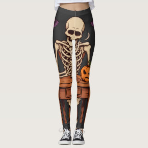 Skelett schlürft Halloween Cozy Leggings