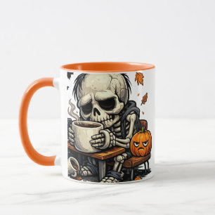 Skelett schlürft Herbstbrau Tasse