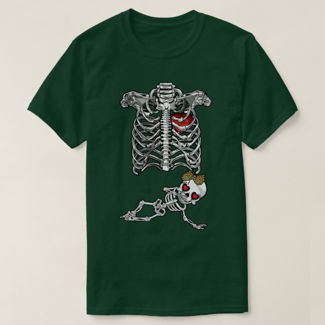 Skelett Schwangerschaft Ankündigung Geschenke zum  T-Shirt (Design vorne)