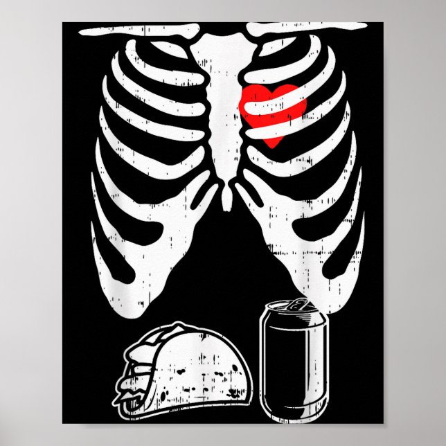 Skelett Schwangerschaft Taco Bier Röntgen Hallowee Poster (Vorne)