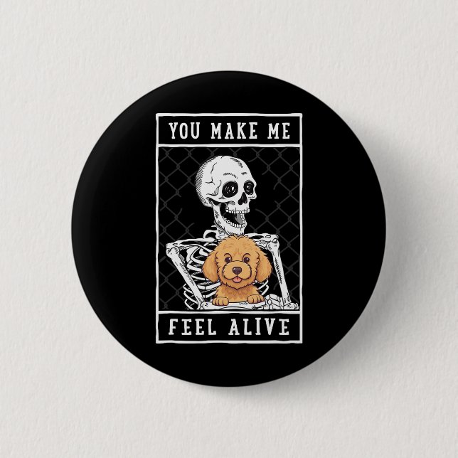 Skelett Sie fühlen Halloween Me Alive Button (Vorderseite)