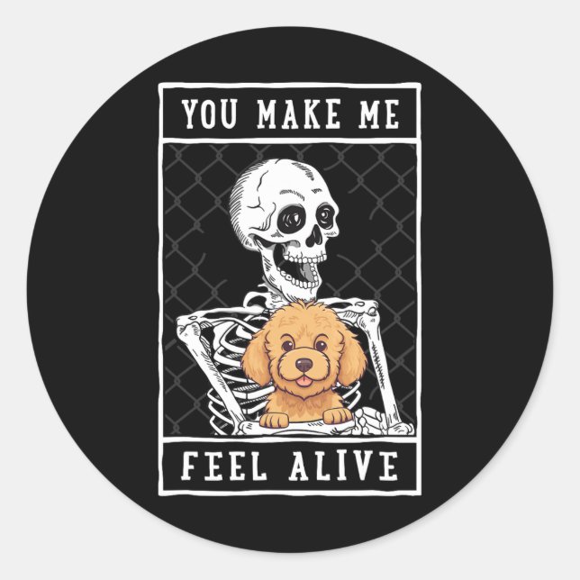 Skelett Sie fühlen Halloween Me Alive Runder Aufkleber (Vorderseite)