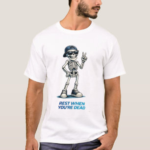 Skelett-Sieg-Zeichen Lustiges Humor-Design T-Shirt
