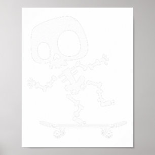 Skelett Skateboard Halloween Kostüm Spaß Skateboar Poster