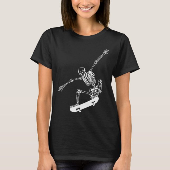 Skelett Skateboard Skull Halloween Skateboard T-Shirt (Vorderseite)
