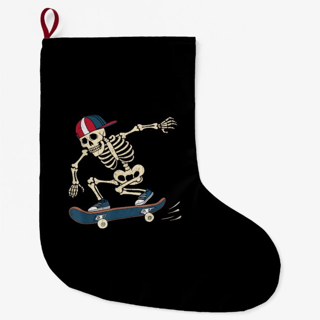 Skelett Skelett Halloween Skateboard Skater Großer Weihnachtsstrumpf (Vorderseite)
