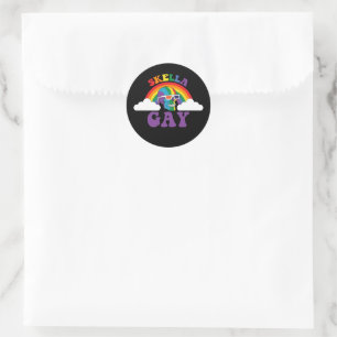 Skelett Skella Gay Rainbow Pride Monat Runder Aufkleber