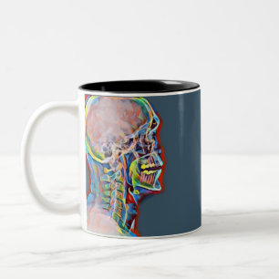 Skelett Skull Abstrakt Anatomie Original Kunst Zweifarbige Tasse