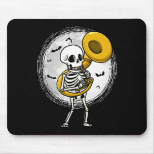 Skelett spielen Sousaphone Tu Instrument Hallowee Mousepad