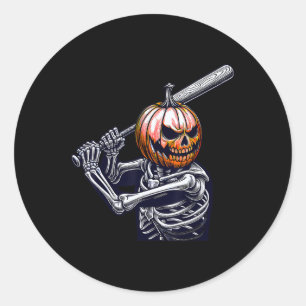 Skelett spielt Baseball Player Halloween Runder Aufkleber
