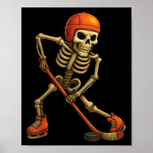 Skelett spielt Eishockeyspieler Halloween-Kostüm Poster