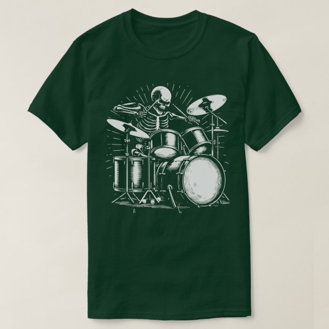 Skelett spielt Schlagzeug 1 T-Shirt (Design vorne)