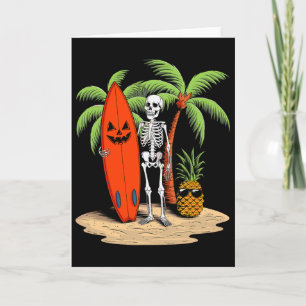 Skelett-Surfen Halloween-Strand-Vibes Spaß  Karte
