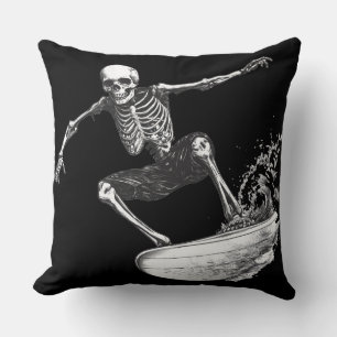 💀 Skelett Surfer: Minimalistischer 🏄 Kissen