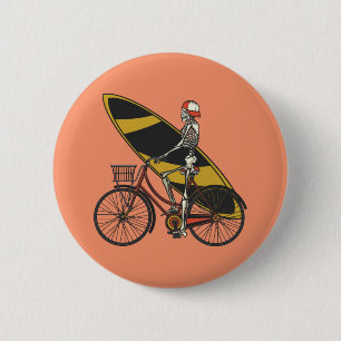 Skelett-Surfer mit Surfbrett Button