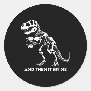 Skelett-T-Rex-Dinosaurier-Halloween-Männer-Frauen- Runder Aufkleber