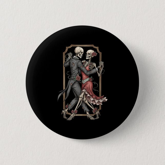 Skelett Tango Halloween Kostüm Gruseltänzer Da Button (Vorderseite)