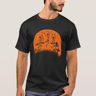 Skelett-Tanz Makaber Vintage Retro Sonnenuntergang T-Shirt