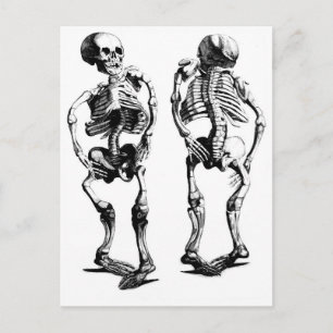 Skelett-Tanz-Postkarte Postkarte