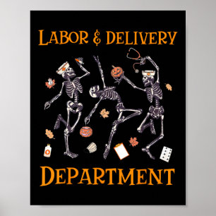 Skelett tanzt Geburts- und Entbindungssaal Hallowe Poster