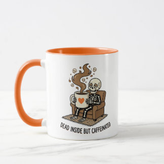 Skelett tot von innen aber koffeinhaltiger Kaffee Tasse