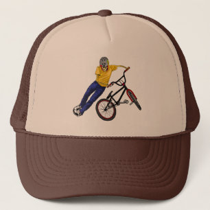 Skelett trägt BMX Hut zur Schau Truckerkappe