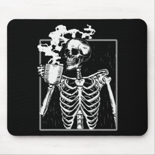 Skelett trinken Kaffee Funny Skull Men Damen Hal Mousepad