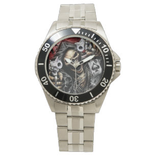 Skelett u. Gewehre Armbanduhr