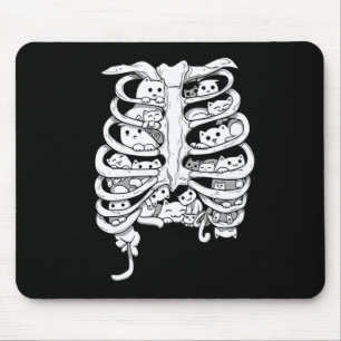 Skelett umarmte Katzen, die tot, aber warm und uns Mousepad